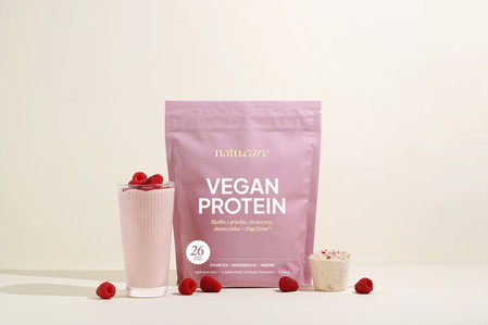 Natu.Care Białko wegańskie Vegan Protein Biała Czekolada Maliny 525 gr.