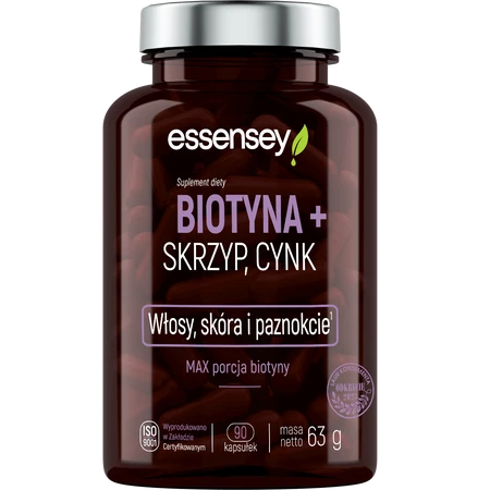 Essensey Biotyna + skrzyp + cynk na skórę, włosy 90 kaps.