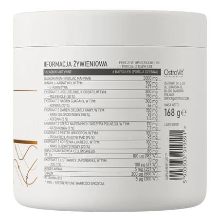 OstroVit Slim Care Glukomannan & L-karnityna & Ekstrakt z Zielonej Herbaty 180 kaps.