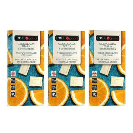 Zestaw: 3x Pure & Good Czekolada biała z pomarańczą B/C 75g