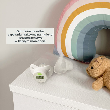 Nuvita, Termometr smoczek z cyfrowym wyświetlaczem do pomiaru gorączki, Biały