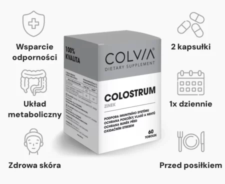 Colvia Colostrum + Cynk na wsparcie odporności 60 kaps.