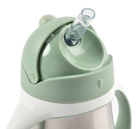 Beaba Bidon niekapek ze słomką termiczny 250 ml Sage green