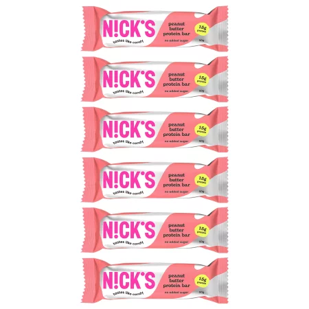 Zestaw 6x N!CK'S Nicks Peanut Butter Protein Bar Baton proteinowy Masło Orzechowe 50g