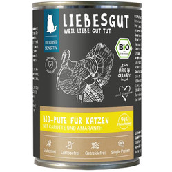 LIEBESGUT Bio Pute - indyk z marchewką i amarantusem ekologiczna mokra karma dla kota (400g)