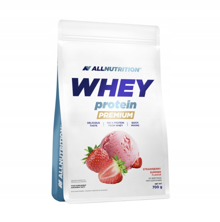 ALLNUTRITION WHEY PROTEIN PREMIUM odżywka białkowa koncentrat WPC 700g smak truskawka - Nabea.pl