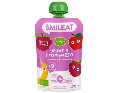 Smileat, BIO Mus z ekologicznymi malinami i jogurtem, 100g