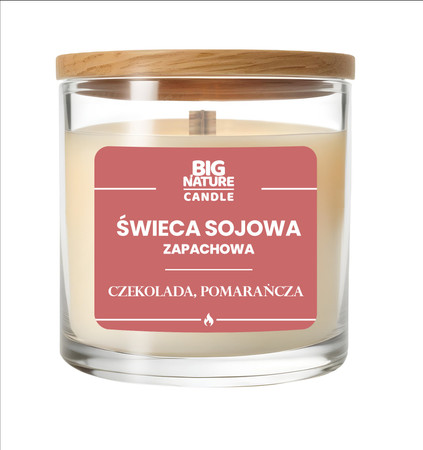 Big Nature Świeca sojowa o zap. Czekolada i Pomarańcza 225g