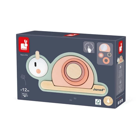 Janod Drewniana układanka sensoryczna Ślimak Sweet Cocoon 12 m +