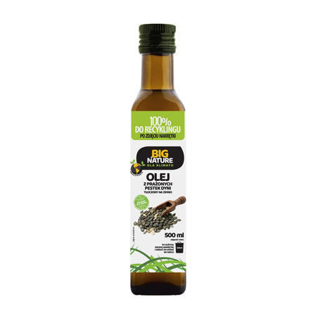 Big Nature Olej z prażonych pestek dyni 500ml tłoczone na zimno