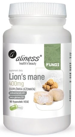 Aliness Lion’s Mane ekstrakt 40/20, 400mg x 90 Vege caps.