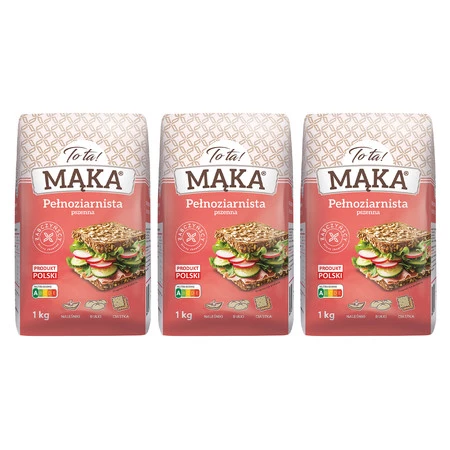 Zestaw 3x ToTa! Mąka pszenna pełnoziarnista    1 kg