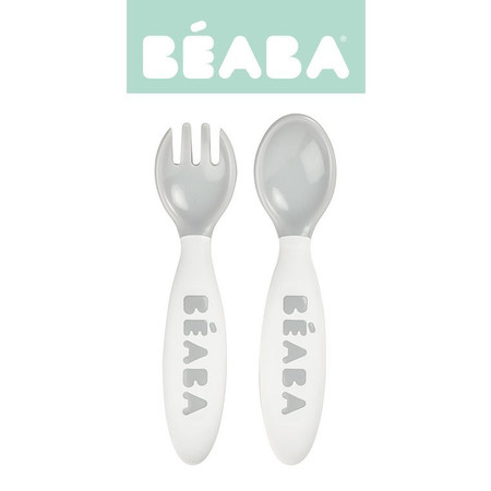 Beaba, Sztućce plastikowe w etui grey