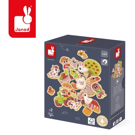 Janod Magnesy drewniane Na farmie 24 szt. 2+