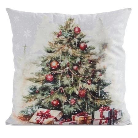 Welwetowa poszewka dekoracyjna z ozdobnym światecznym nadrukiem szerokość: 45 cm, długość: 45 cm, kolor: zielony