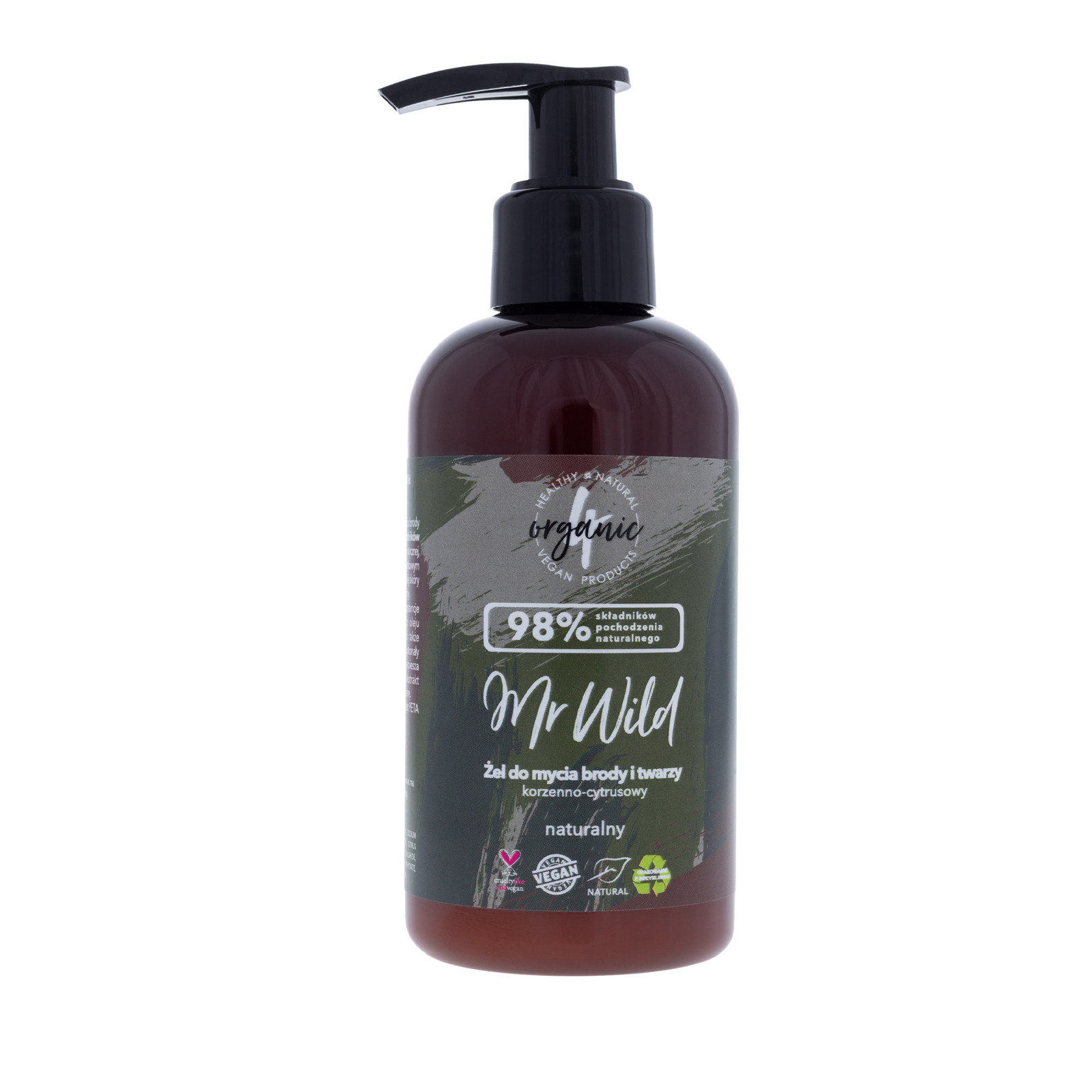 4organic Mr Wild żel do mycia brody i twarzy Korzenno-cytrusowy 200ml - Nabea.pl
