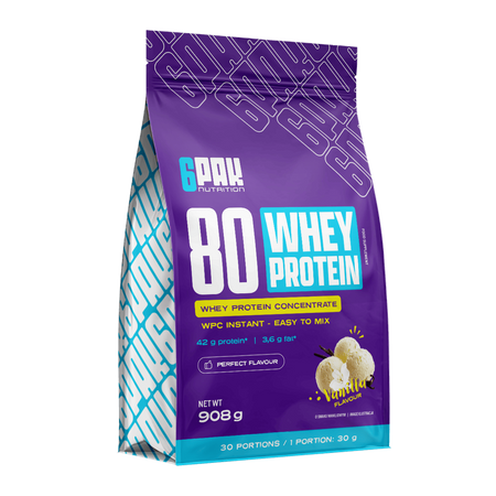 6PAK 80 WHEY PROTEIN odżywka białkowa WPC 908g smak vanilla