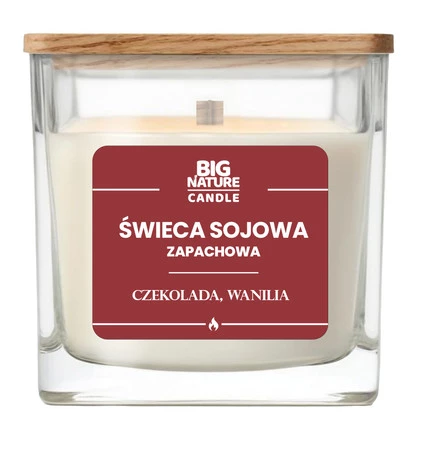 Big Nature Świeca sojowa o zap. Czekolada i Wanilia 220g