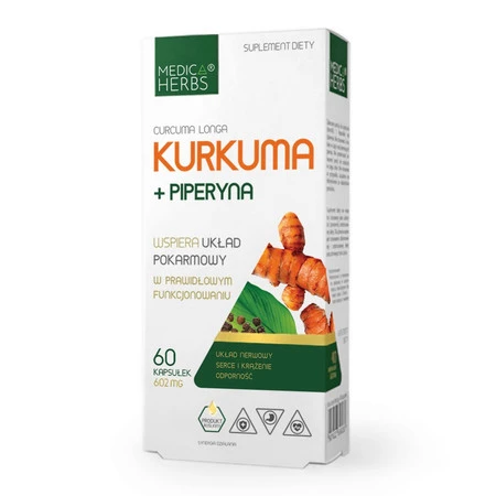 Zestaw 2x MEDICA HERBS Kurkuma + Piperyna 60 kaps.