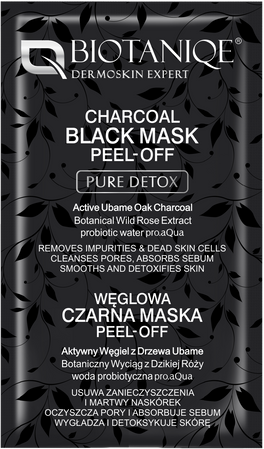 Biotaniqe, PureDetox węglowa maska peel-off, 8ml KRÓTKA DATA 2026-08-31