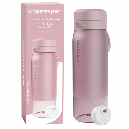 Wessper Butelka filtrująca na wodę Tritanowa TRITAN Actitex różowa 700 ml