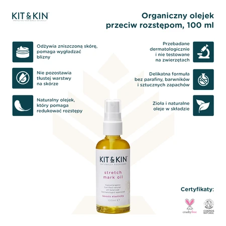 Kit & Kin, Organiczny Olejek Przeciw Rozstępom dla Mamy, 100 ml