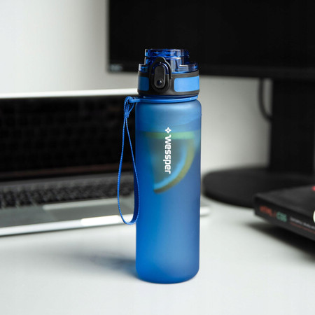 Wessper Butelka na wodę z tritanu motywacyjna z miarką ACTIVEMAX TRILINE z możliwością filtracji granatowa 500 ml
