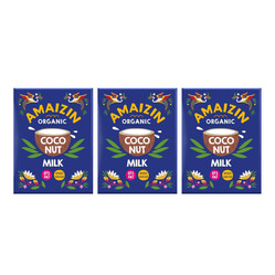 Zestaw: 3x COCONUT MILK - NAPÓJ KOKOSOWY BEZ GUMY GUAR (17 % TŁUSZCZU) BIO 200 ml - AMAIZIN