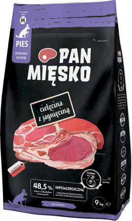 PAN MIĘSKO Cielęcina z Jagnięciną dla psa Seniora 9kg