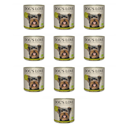 Zestaw 10x DOG'S LOVE BIO Huhn - kurczak ekologiczny z kaszą gryczaną, selerem i bazylią (800g)