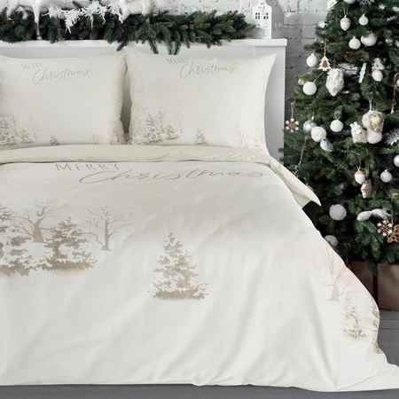 Komplet pościeli świątecznej 140x200 cm z mikrowłókna – beżowy