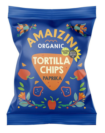 CHIPSY KUKURYDZIANE O SMAKU PAPRYKOWYM BEZGLUTENOWE BIO 75 g - AMAIZIN