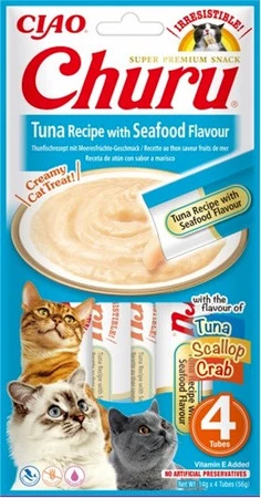 INABA Cat Churu Tuna Seafood Tuńczyk Owoce Morza 4x14g