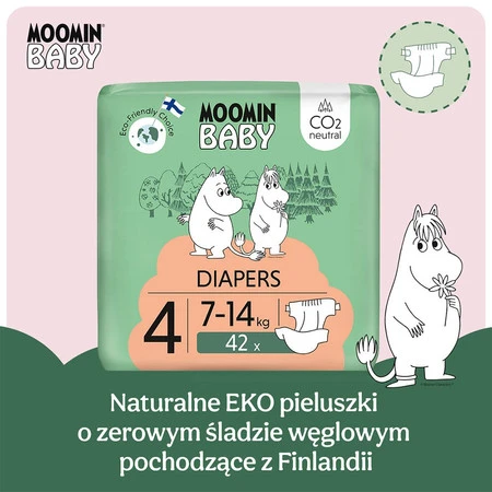 MOOMIN Baby, Pieluszki 4 MAXI 7-14 kg, 42 szt. EKO