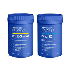Zestaw mix ForMeds Bicaps: 1x Witamina D3 4000 IU + K2 MAX 60 kaps. i 1x Zinc 15 Cynk 60 kaps.