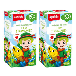 Zestaw: 2x Apotheke Bio Herbatka dla dzieci lipa, bez, rumianek na przeziębienie 20 x 1,5 g