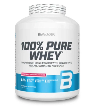 BioTech USA 100% Pure Whey odżywka białkowa koncentrat 2270 g smak sernik z malinami