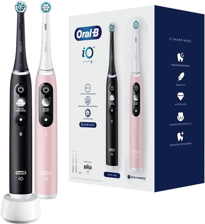 ORAL-B BRAUN SZCZOTECZKA ELEKTRYCZNA iO SERIES 6 DUO BLACK/PINK iOM6d.216 (5 programów, 2rączki, 2 końcówki, 1 ładowarka)