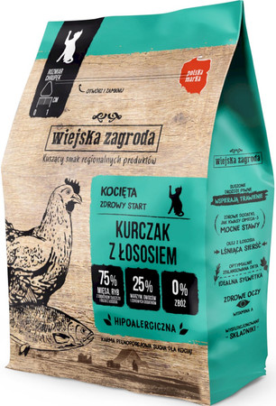 WIEJSKA ZAGRODA Kurczak z Łososiem dla kociąt 400g