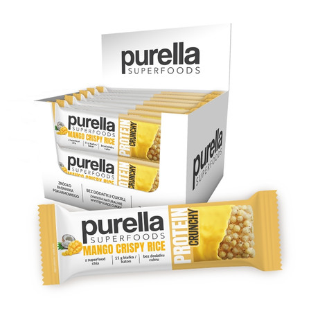 Zestaw 15 x Purella Superfoods Protein bar baton proteinowy mango crispy rice 45g