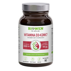 Biowen Witamina D3 4000 + K2 100 MK7 synergiczne wsparcie kości, odporności i układu krążenia 90 kaps.