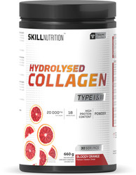 Skill Nutrition Hydrolysed Collagen Type I & III Hydrolizowane peptydy kolagen typu I i III na wsparcie stawów i ścięgien 660g smak czerwona pomarańcza