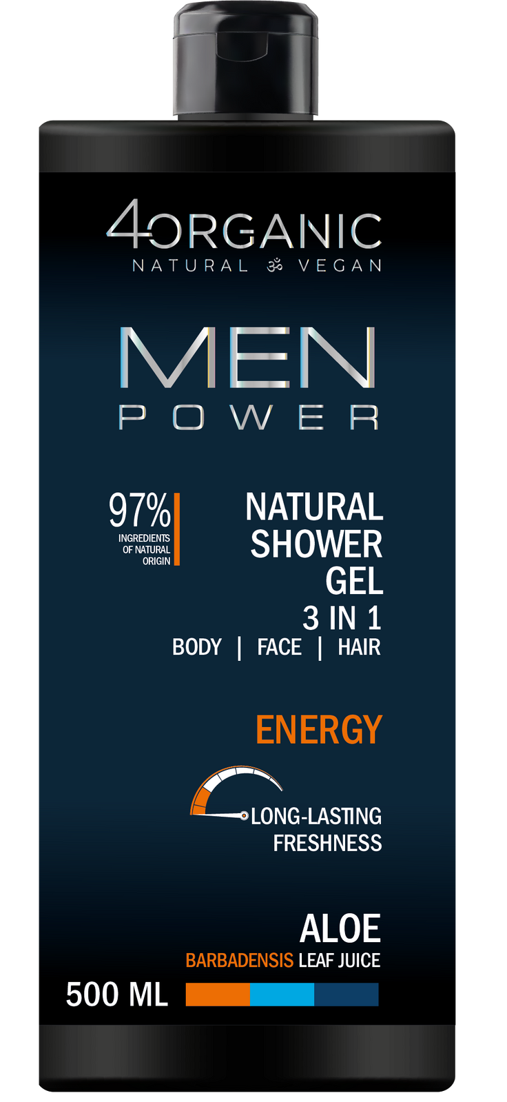 4Organic Naturalny żel pod prysznic Men Power3w1 Energy 500ml - Nabea.pl