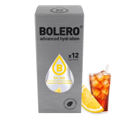 Zestaw Bolero Ice Tea Lemon (Herbata mrożona cytrynowa) ze stewią 12 szt. x 8 g napój w proszku bez cukru