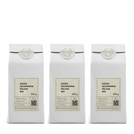Zestaw: 3x KASZA JĘCZMIENNA PĘCZAK BIO 500 g - THE PLANET