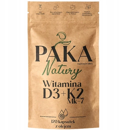 Paka Natury Witamina D3 + K2mk7 120 kaps. z olejem