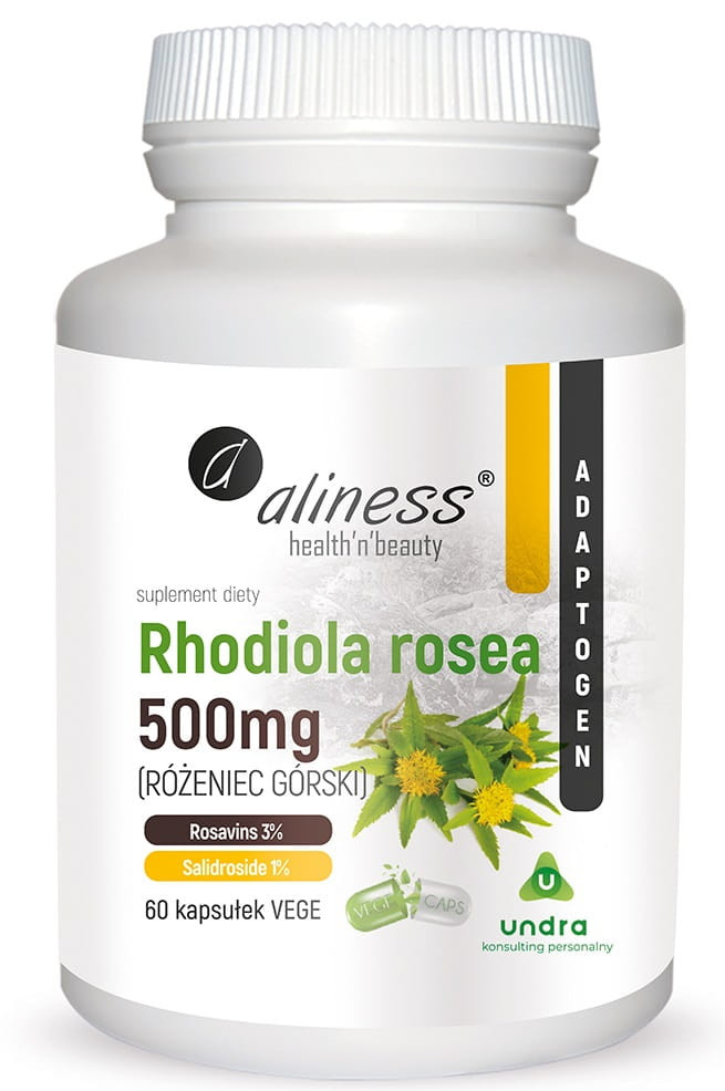 Aliness Rhodiola rosea (różeniec górski) 500mg x 60 Vege caps - Nabea.pl