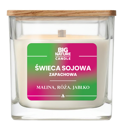 Big Nature Świeca sojowa o zap. Malina, Róża i Jabłko 220g
