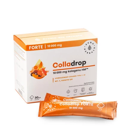 Zestaw 2x Aura Herbals - Colladrop Forte kolagen morski 10000 mg - 30 sasz.