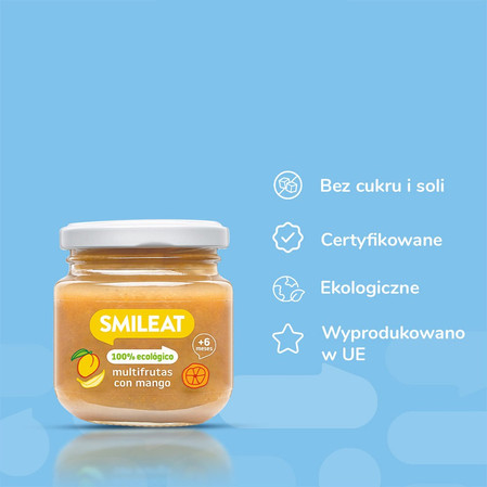 Smileat, BIO Deser wieloowocowy z mango 6m+, 130g